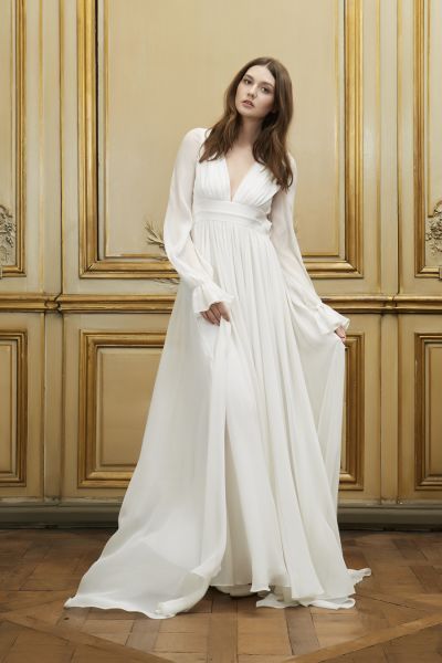 vestido de noiva império com mangas