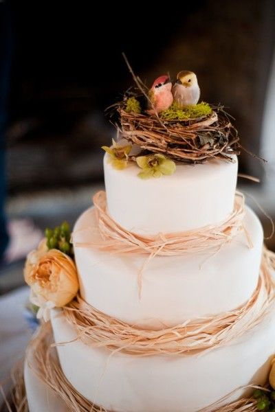 topo de bolo de casamento pássaros no ninho