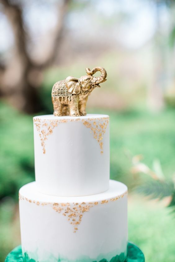 topo de bolo de casamento de elefante