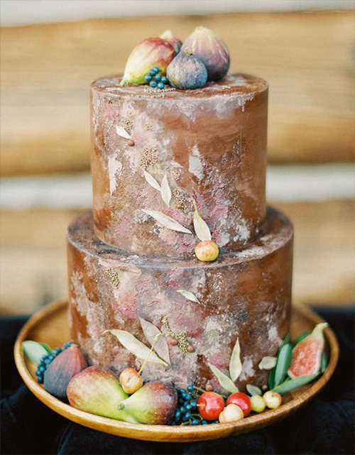 Topo de bolo de casamento de flor e frutas