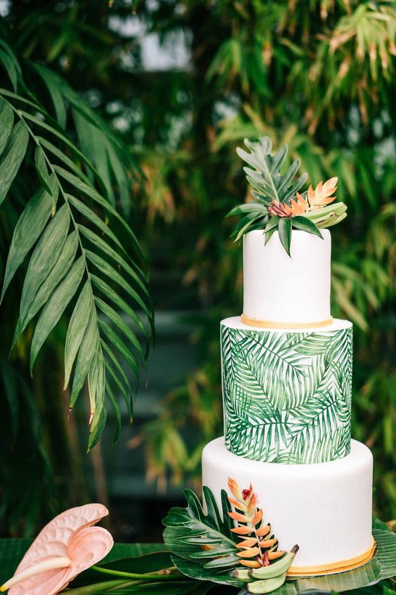 Topo de bolo de casamento de plantas