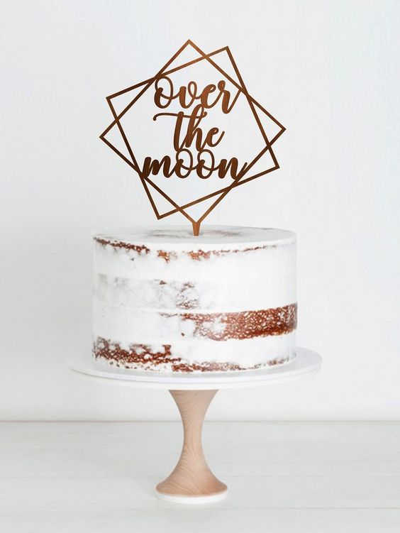 Topo de bolo de casamento geométrico com frase