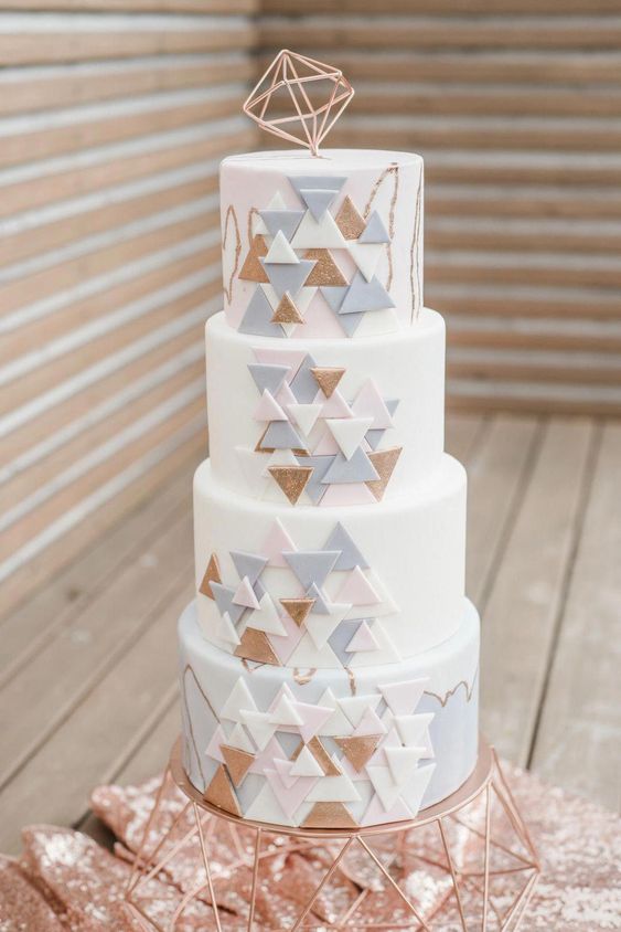 Topo de bolo de casamento geométrico