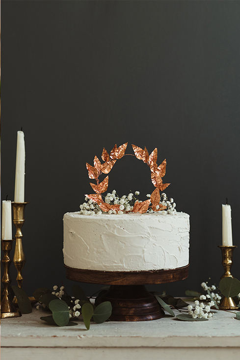 Topo de bolo de casamento coroa de ramos