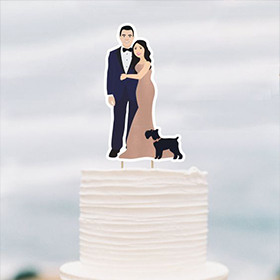 Topo de bolo de casamento criativo desenho dos noivos