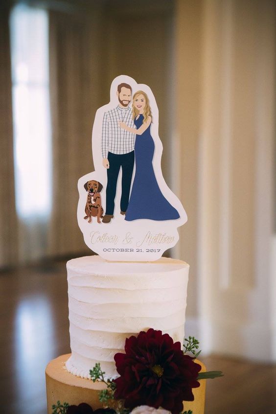 Topo de bolo de casamento criativo de papel