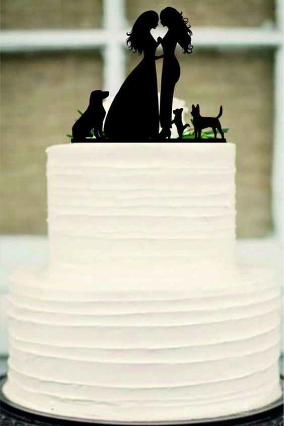 Topo de bolo de casamento com silhueta