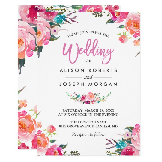 convite de casamento Impressão digital floral