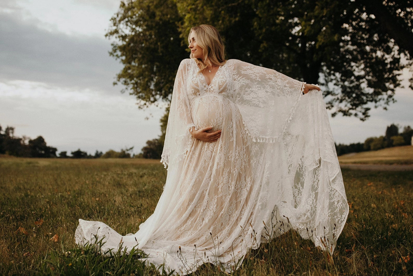 vestido de noiva grávida em renda