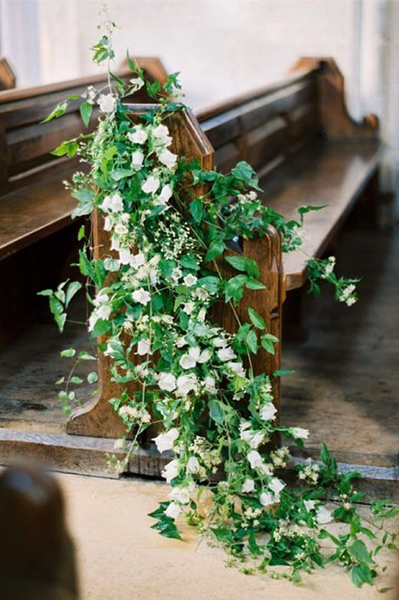 flor hera para decoração de casamento na igreja