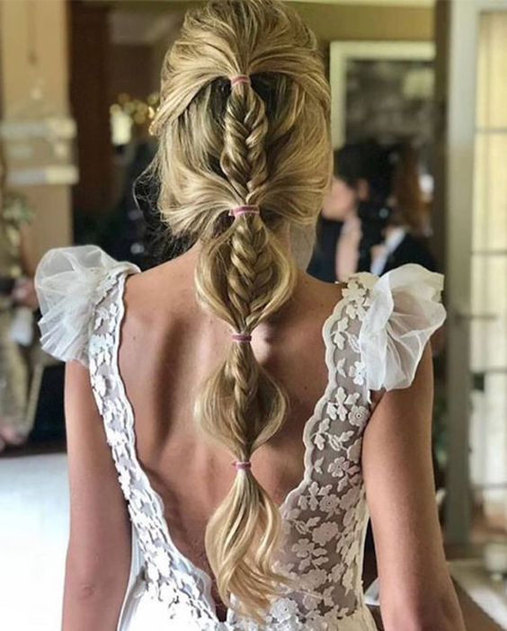 penteado de noiva Cabelo longo com tranças