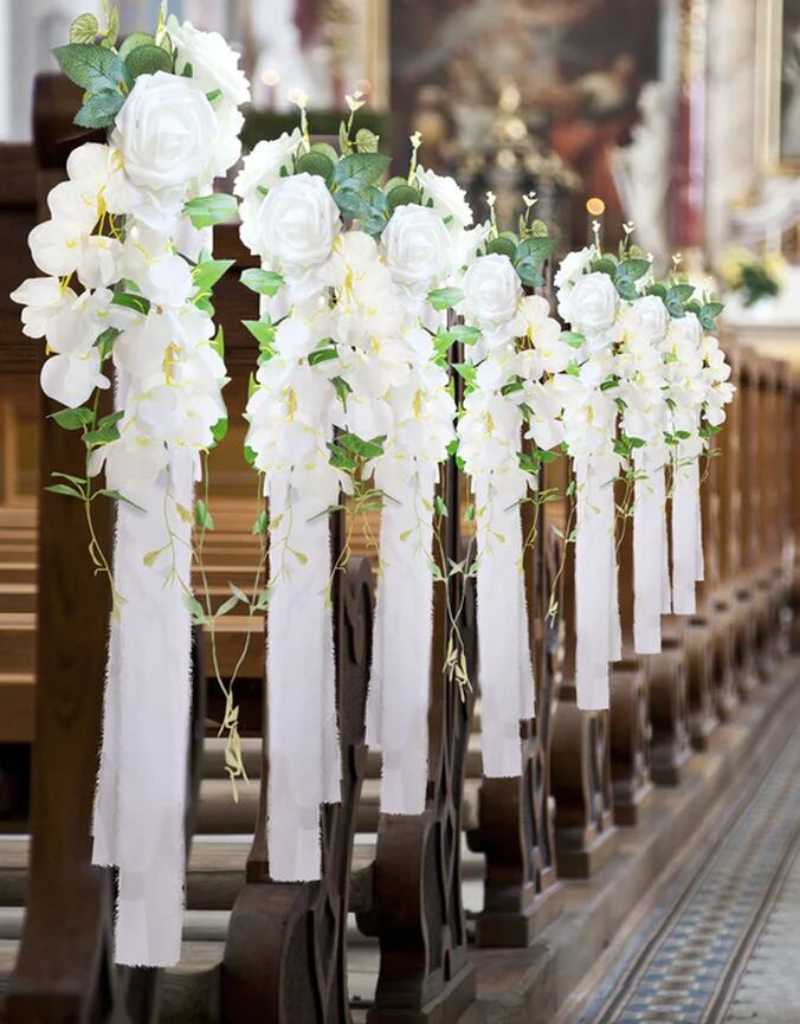  decoração-de-casamento-na-igreja-branco-e-azul-arranjo