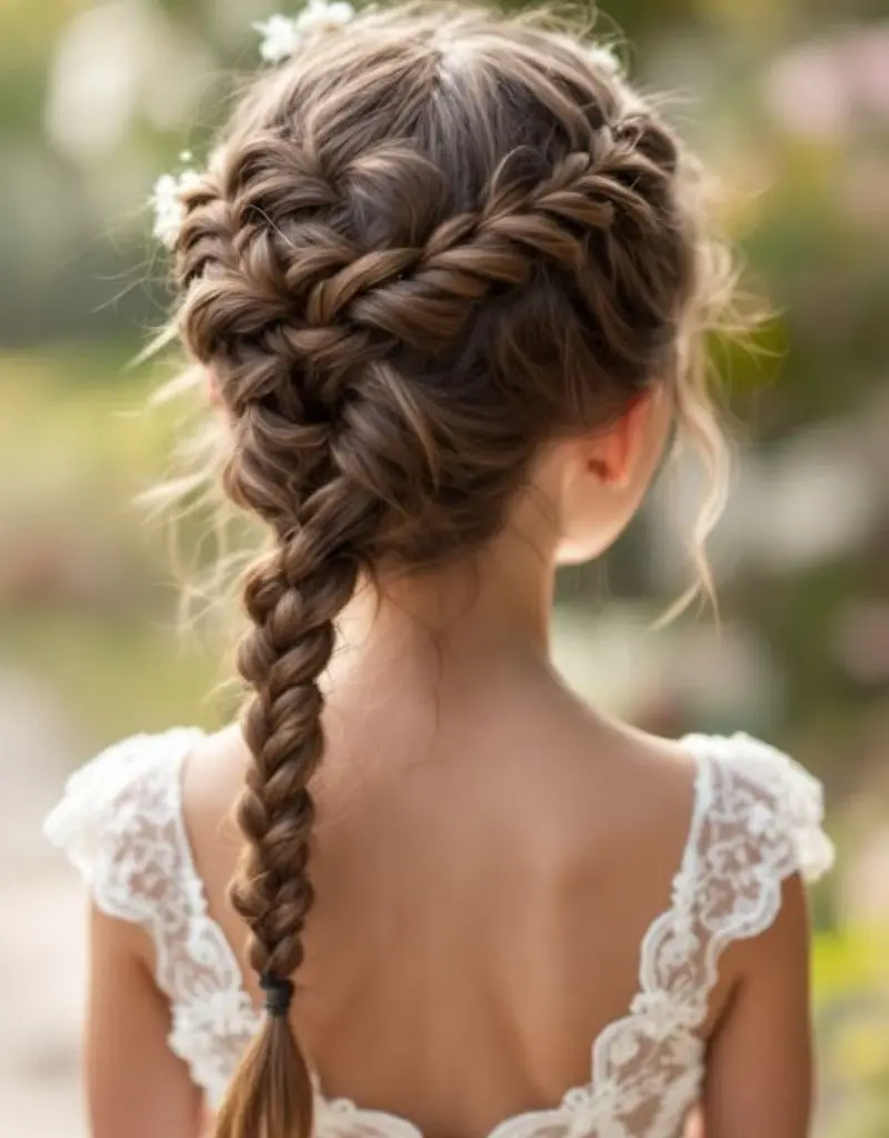 penteado para daminha com duas tranças