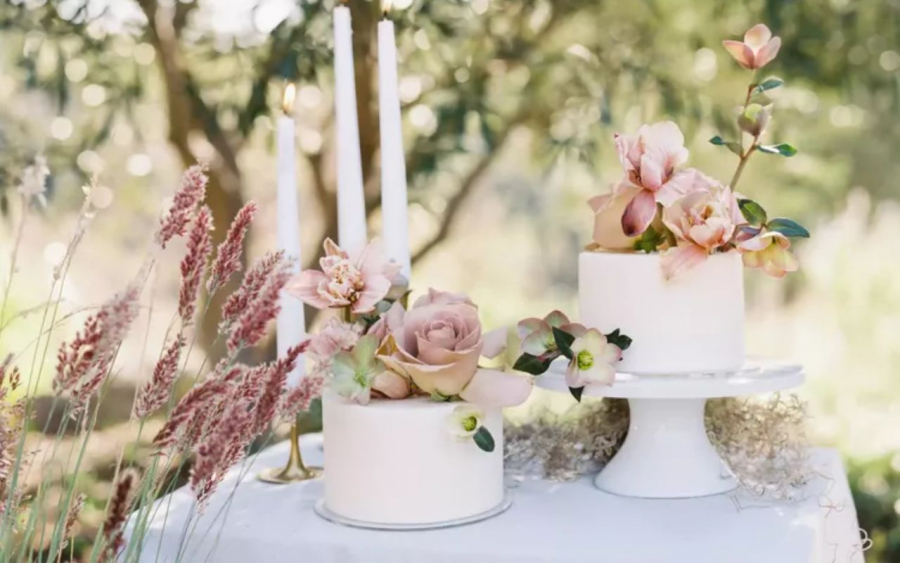 dois bolos de casamento simples
