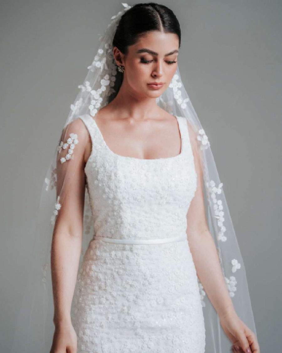  vestido de noiva Atelier Luit com véu