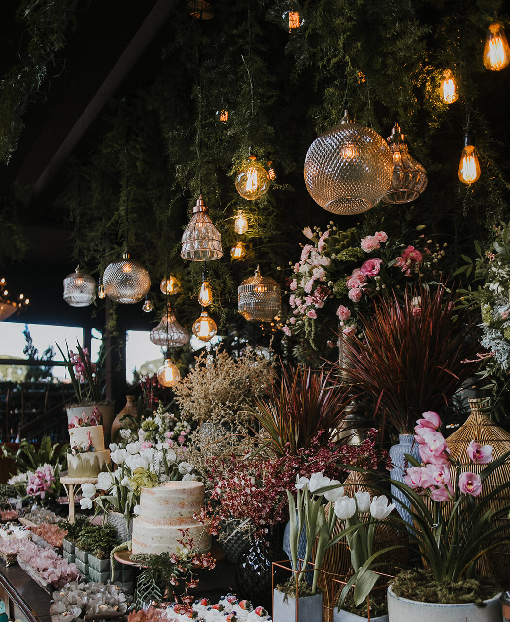 iluminação de casamento mesa de bolo cúpulas vidro