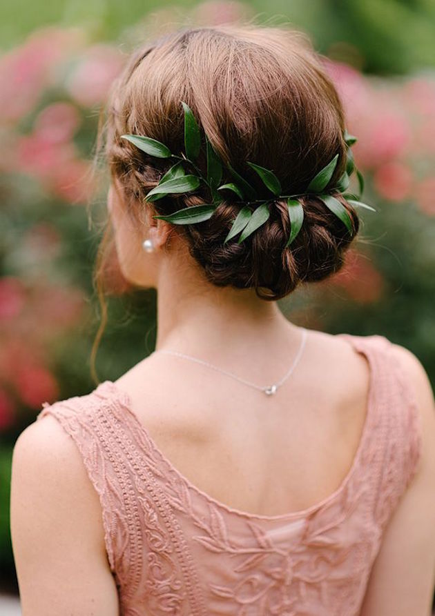 cabelo de noiva folhas casamento verde