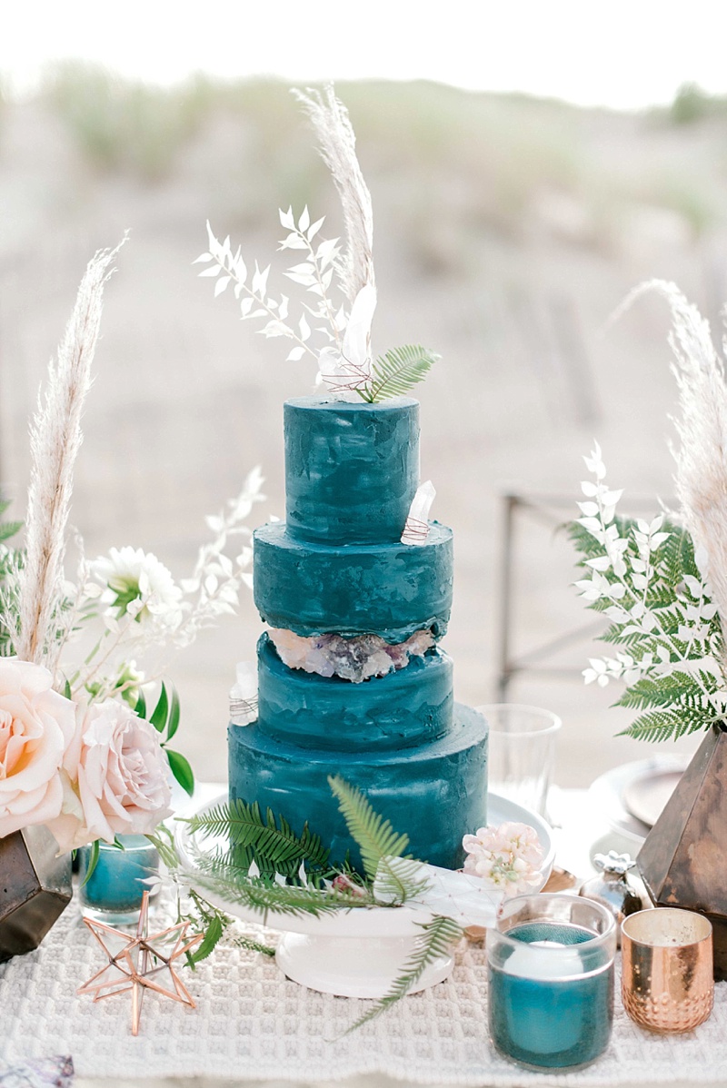 bolo de casamento azul