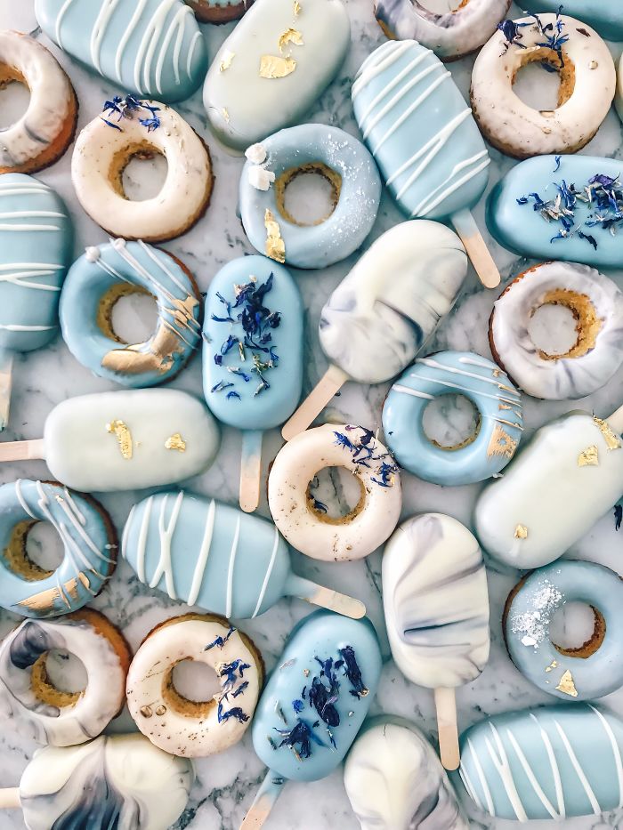 sorvetes e donuts para casamento azul
