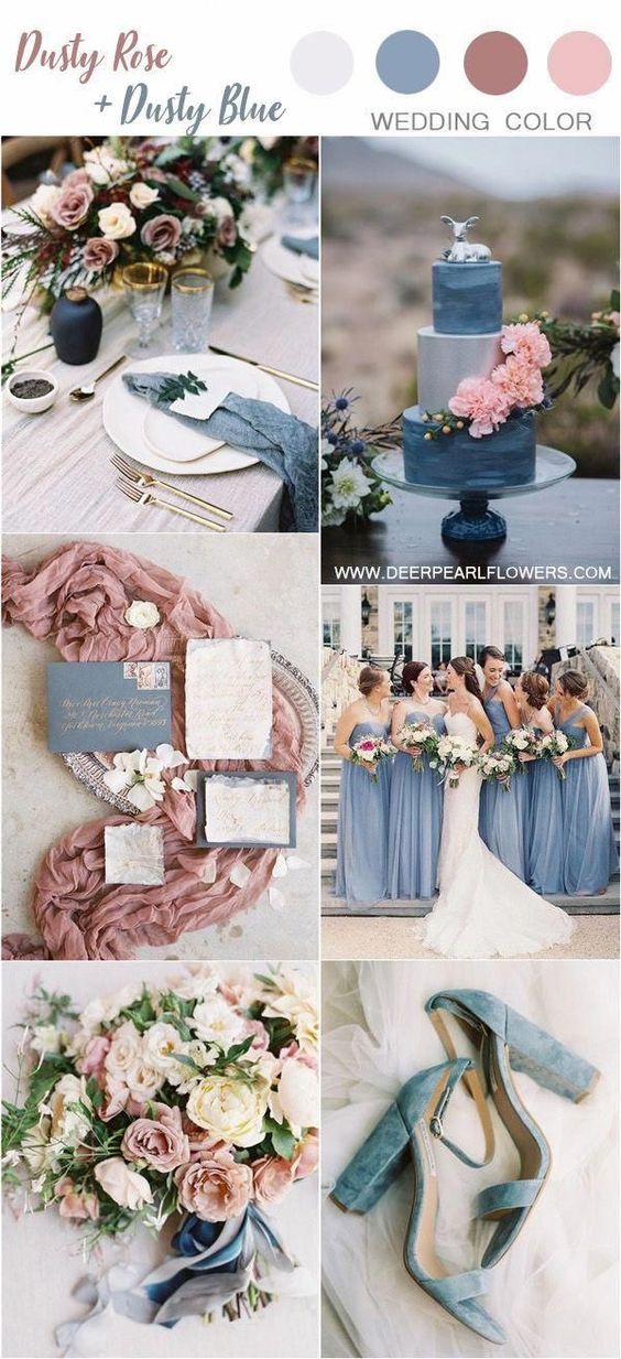 paleta de cores para casamento azul e rosé