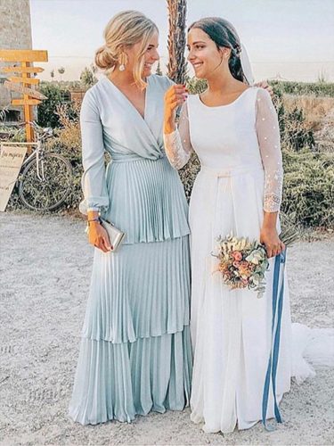  vestido azul para a mãe da noiva