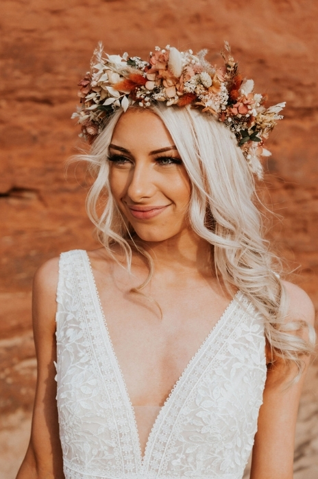 coroa de flores para casamento folk