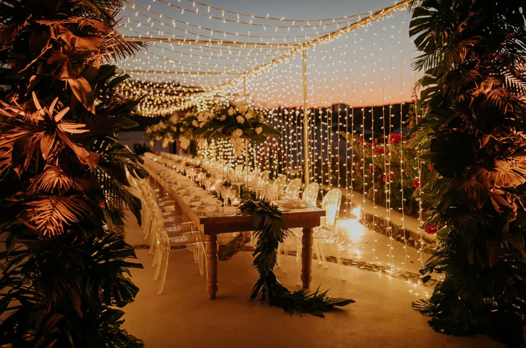 decoração para casamento ao ar livre a noite