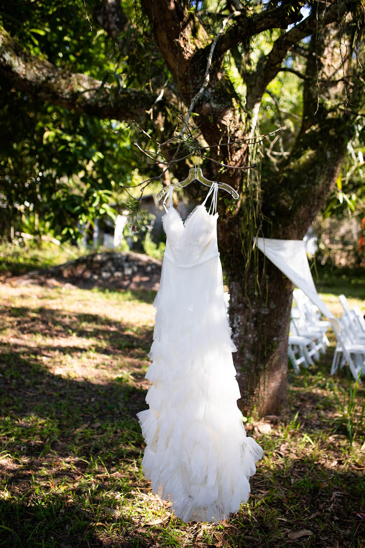 Vestido de noiva na árvore