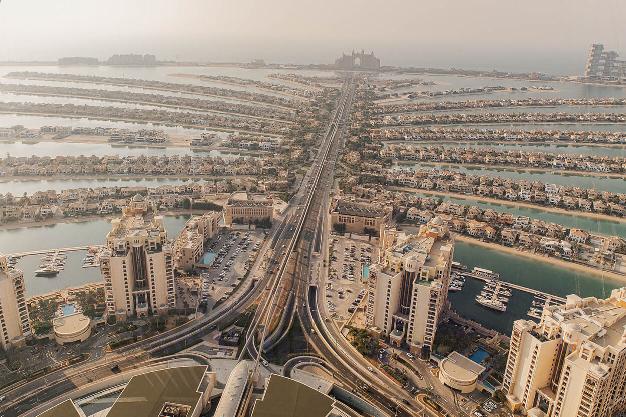Vista de cima da Palm Islands em Dubai