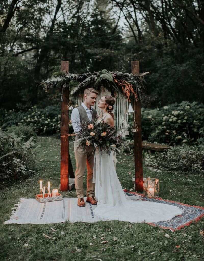 elopement wedding no campo com decoração rustica
