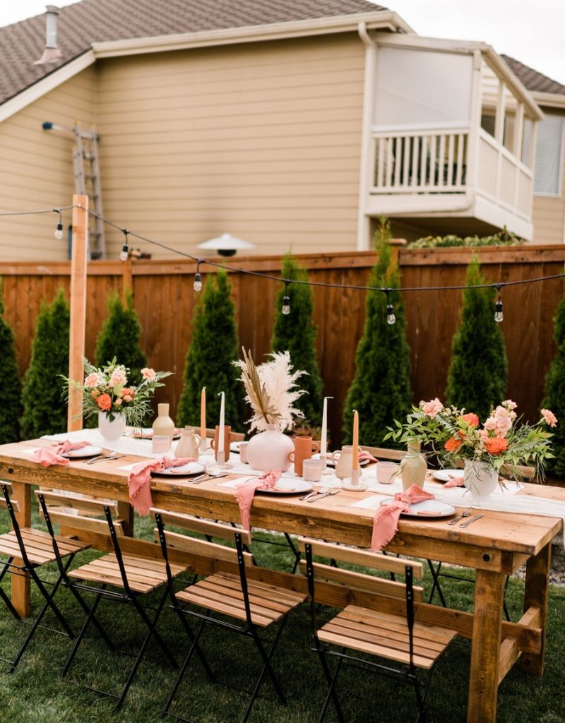 mesa para casamento ao ar livre em casa