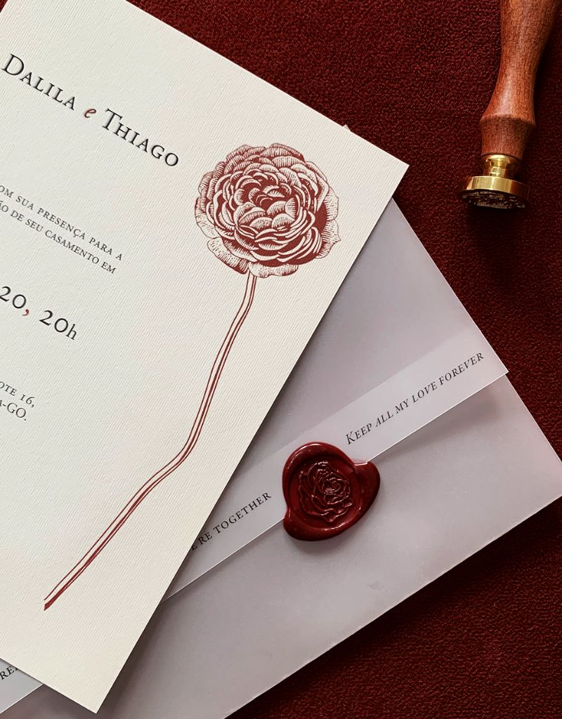 convite de casamento com monogram feito por Carol Coelho Estúdio de Design
