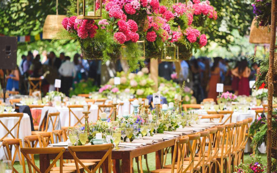 mesa de casamento sustentável