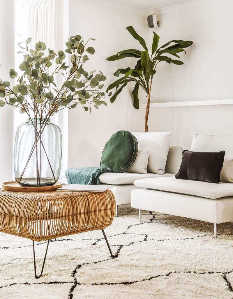sala de estar com decoração minimalista