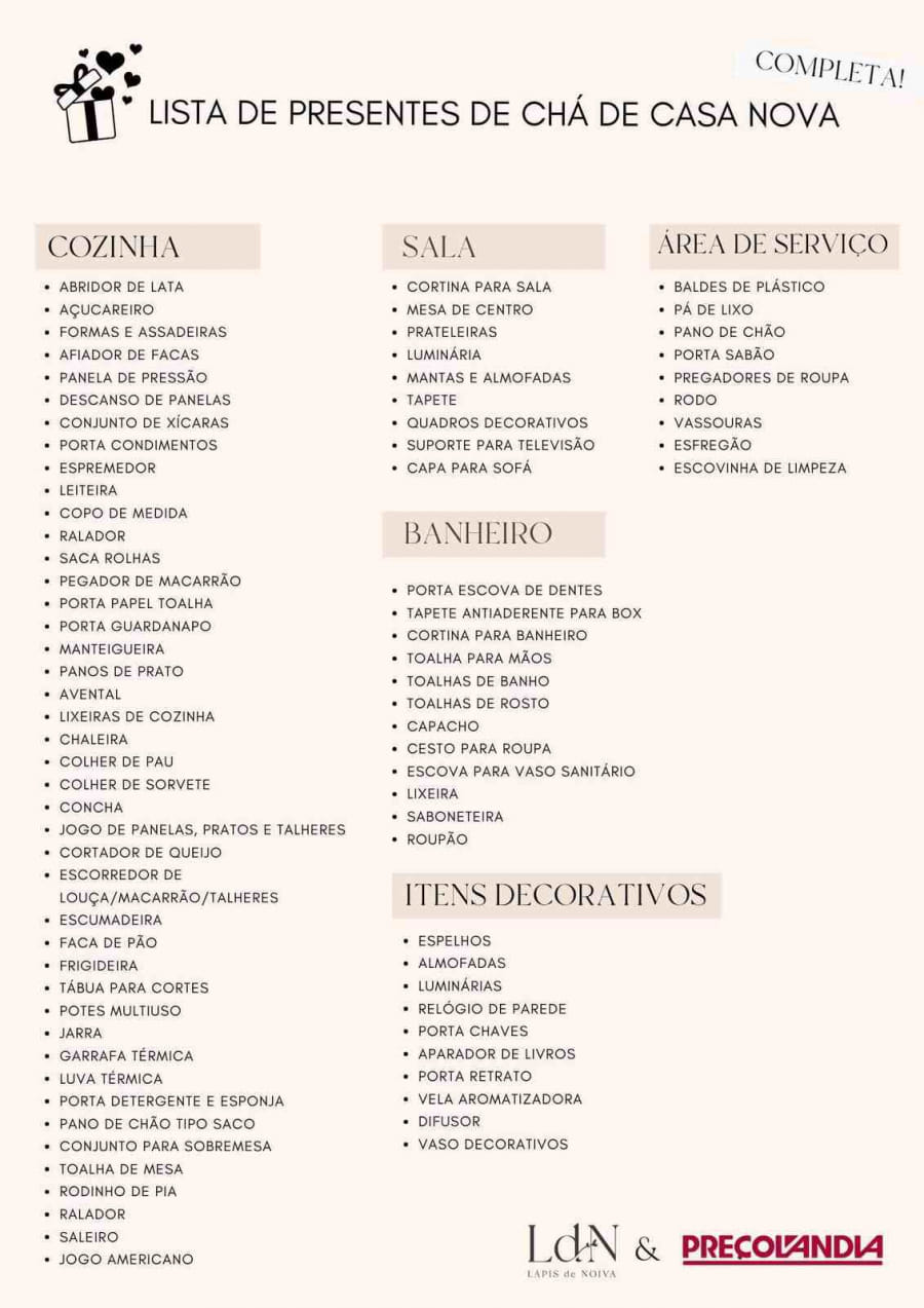 Lista de chá de casa nova: o que pedir em um open house?