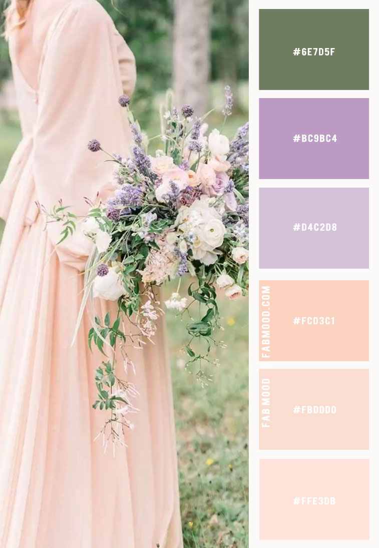 paleta de cores de para casamento com a cor do ano 2024 peach fuzz
