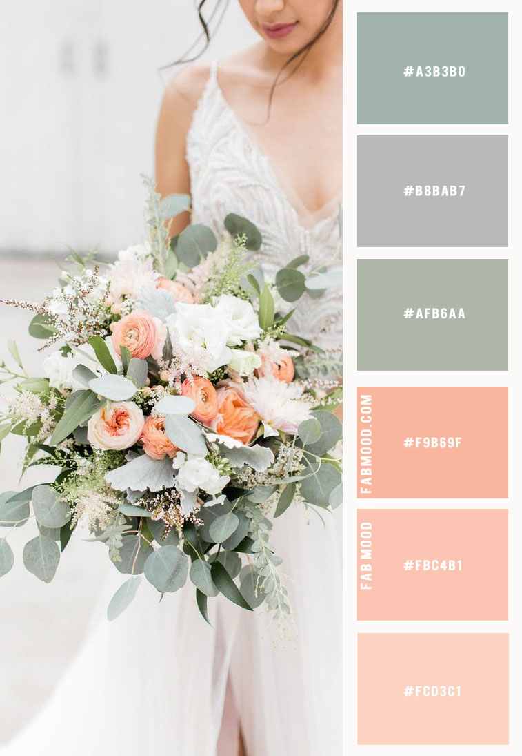 paleta de cores de para casamento com a cor do ano 2024 peach fuzz
