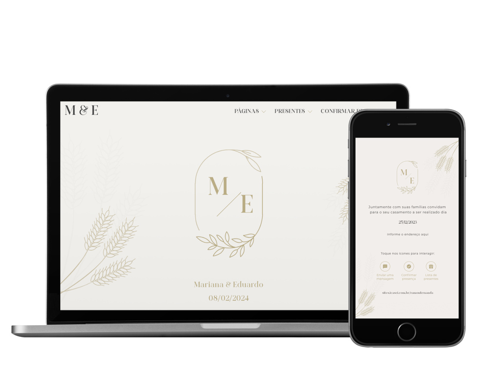 convite virtual de casamento no computador e celular