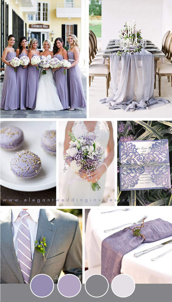 paleta lavanda e cinza para decoração de casamento de dia