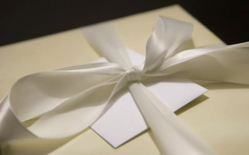 presente de casamento com la&ccedil;o branco