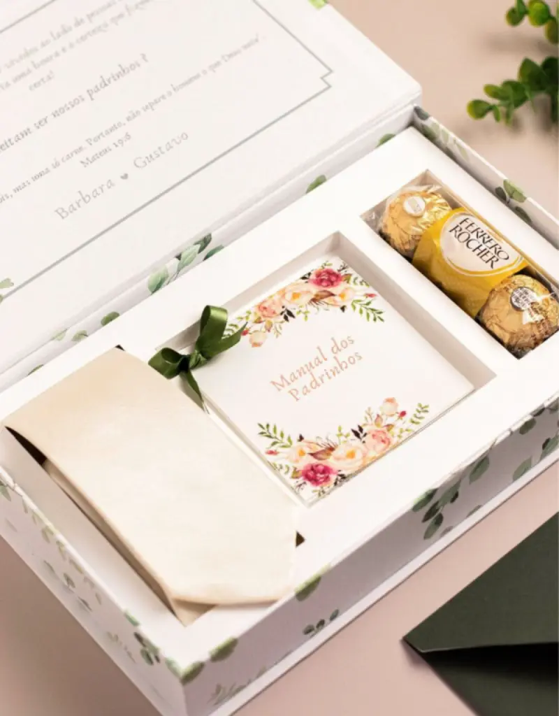  caixa para casal padrinhos de casamento