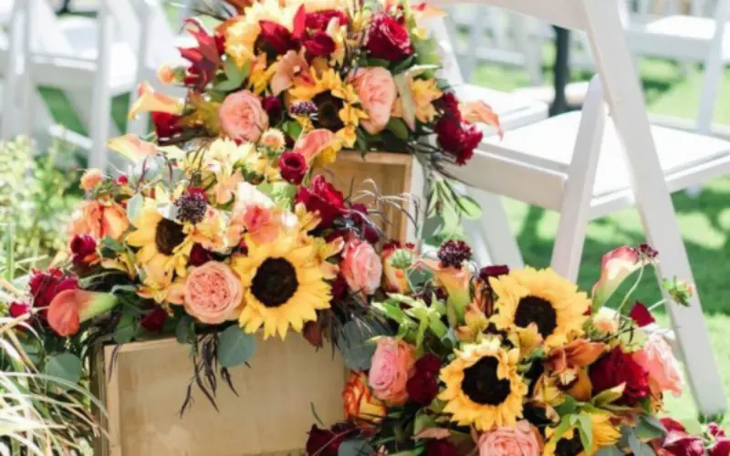 cerim&ocirc;nia de casamento com girass&oacute;is