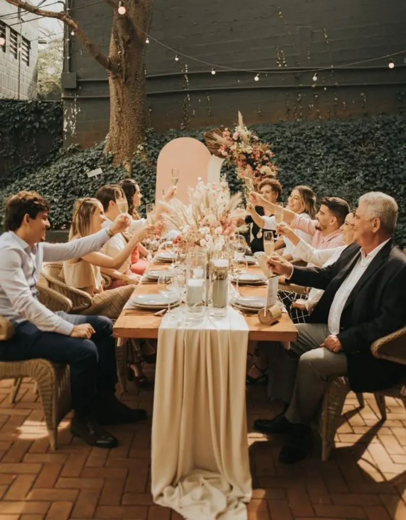 convidados em casamento civil ao ar livre