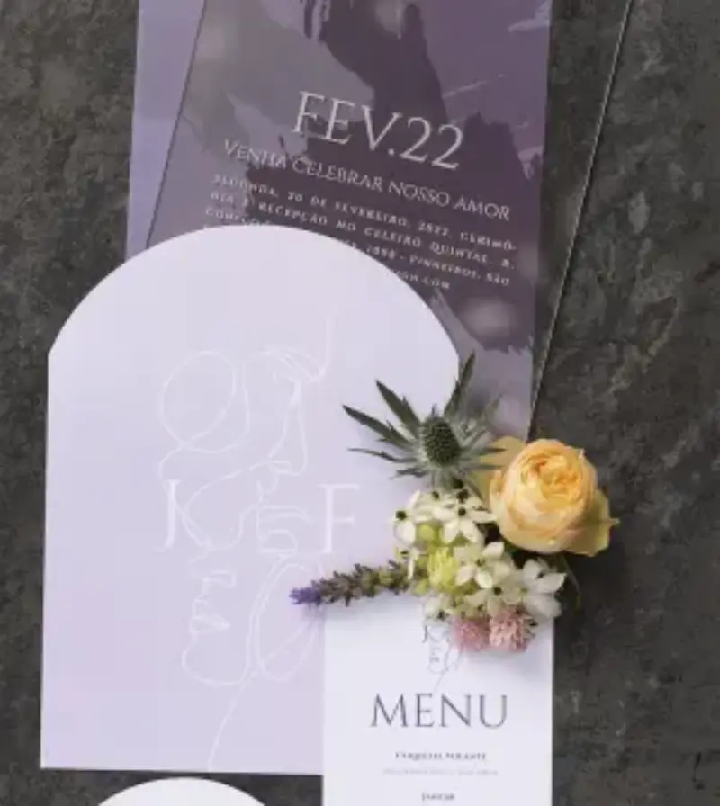 convite casamento lavanda