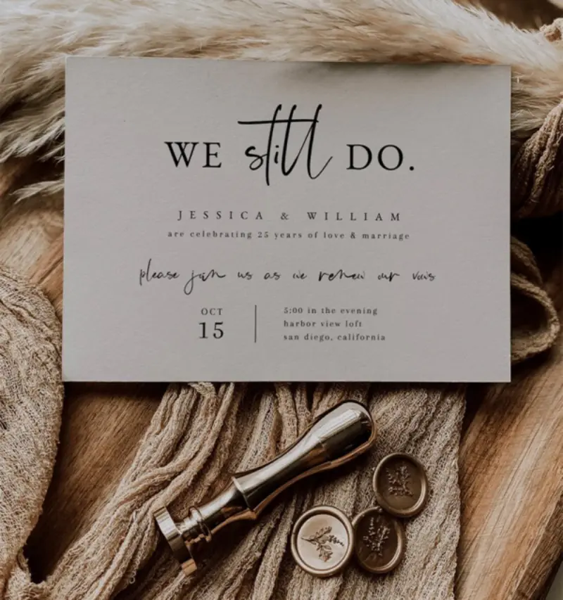 convite para bodas de ouro minimalista
