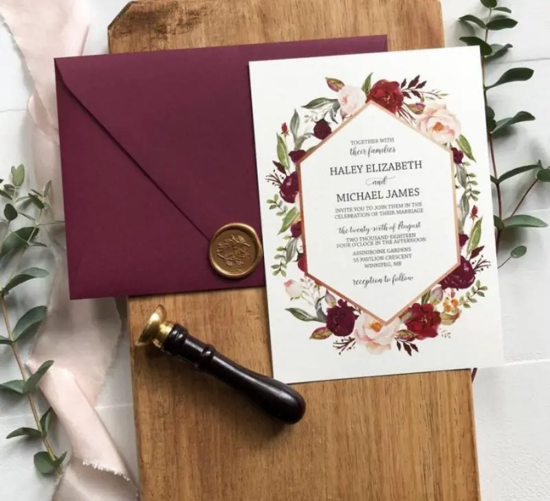 convite para casamento marsala