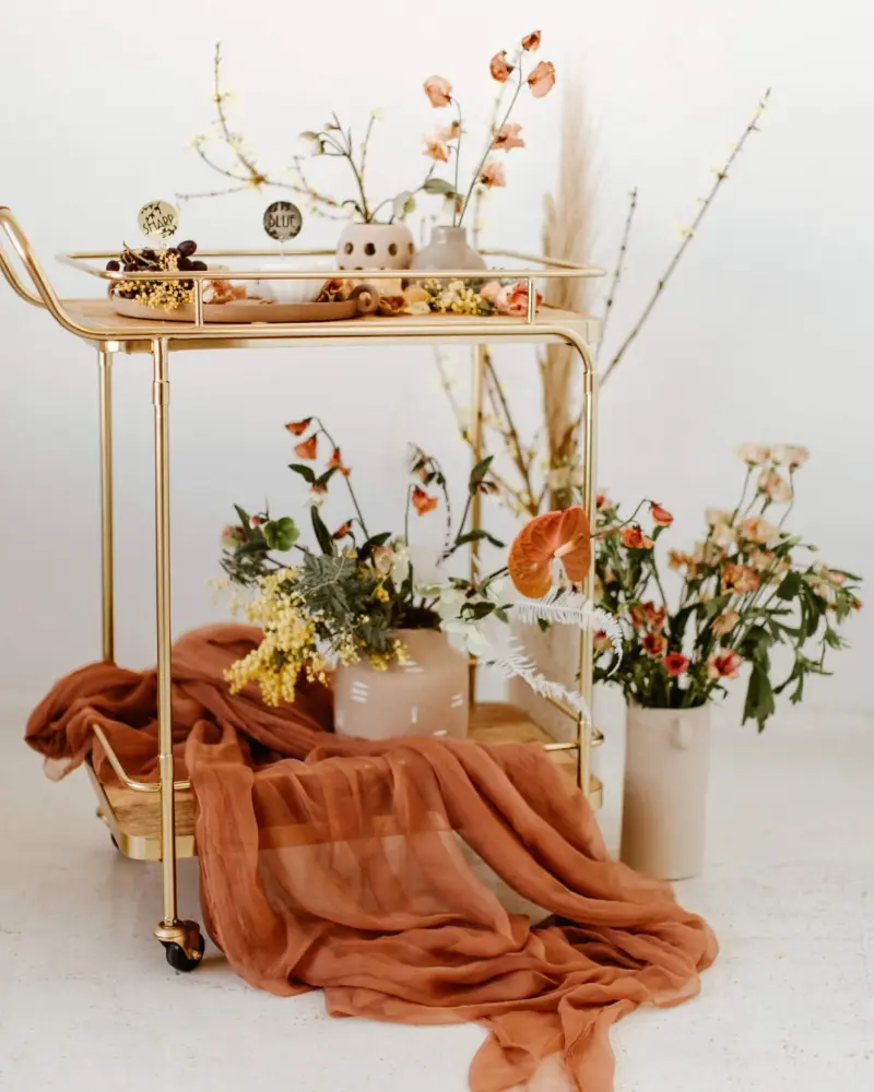 detalhes de decora&ccedil;&atilde;o de casamento em tons terrosos