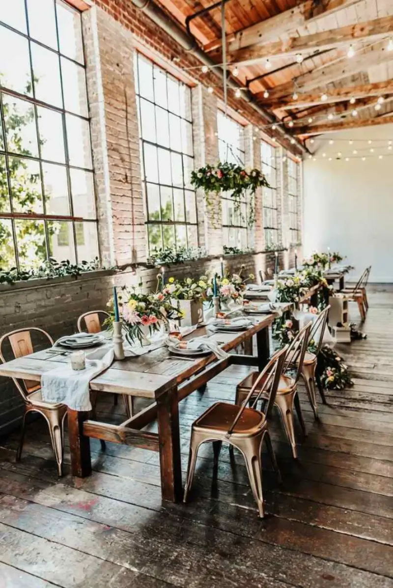 Decoração de chá de panela estilo industrial