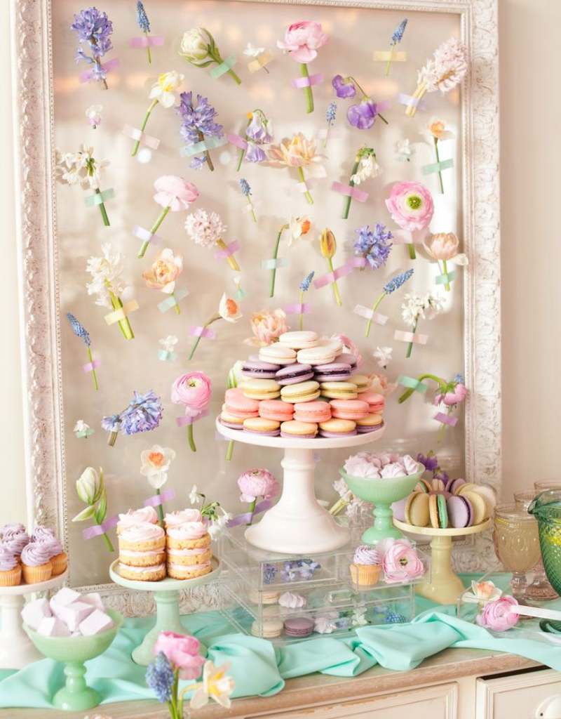 decoração para chá de cozinha romântico e colorido