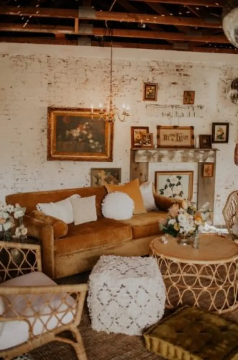 decoração de lounge terracota de casamento